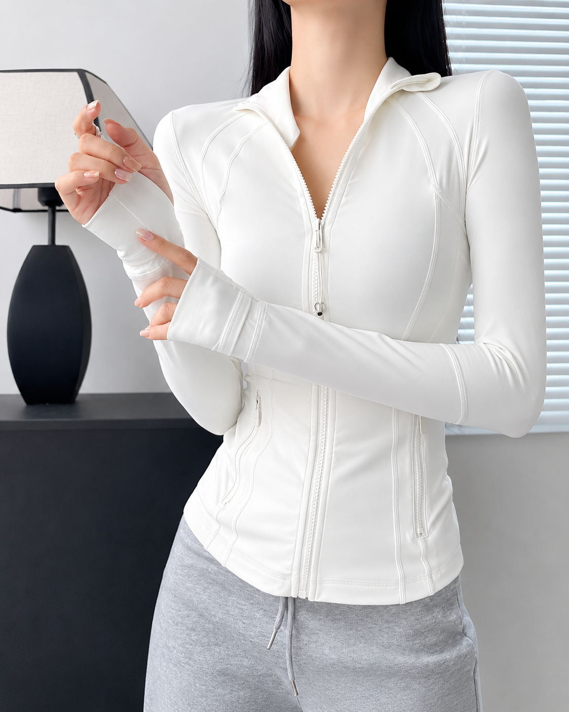 Veste de sport femme zippée à manches longues – Coupe cintrée yoga, fitness & lifestyle
