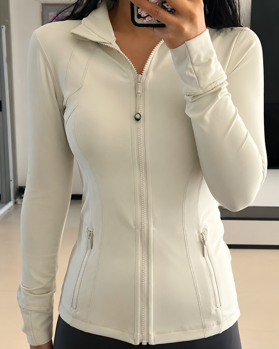 Veste de sport femme zippée à manches longues – Coupe cintrée yoga, fitness & lifestyle