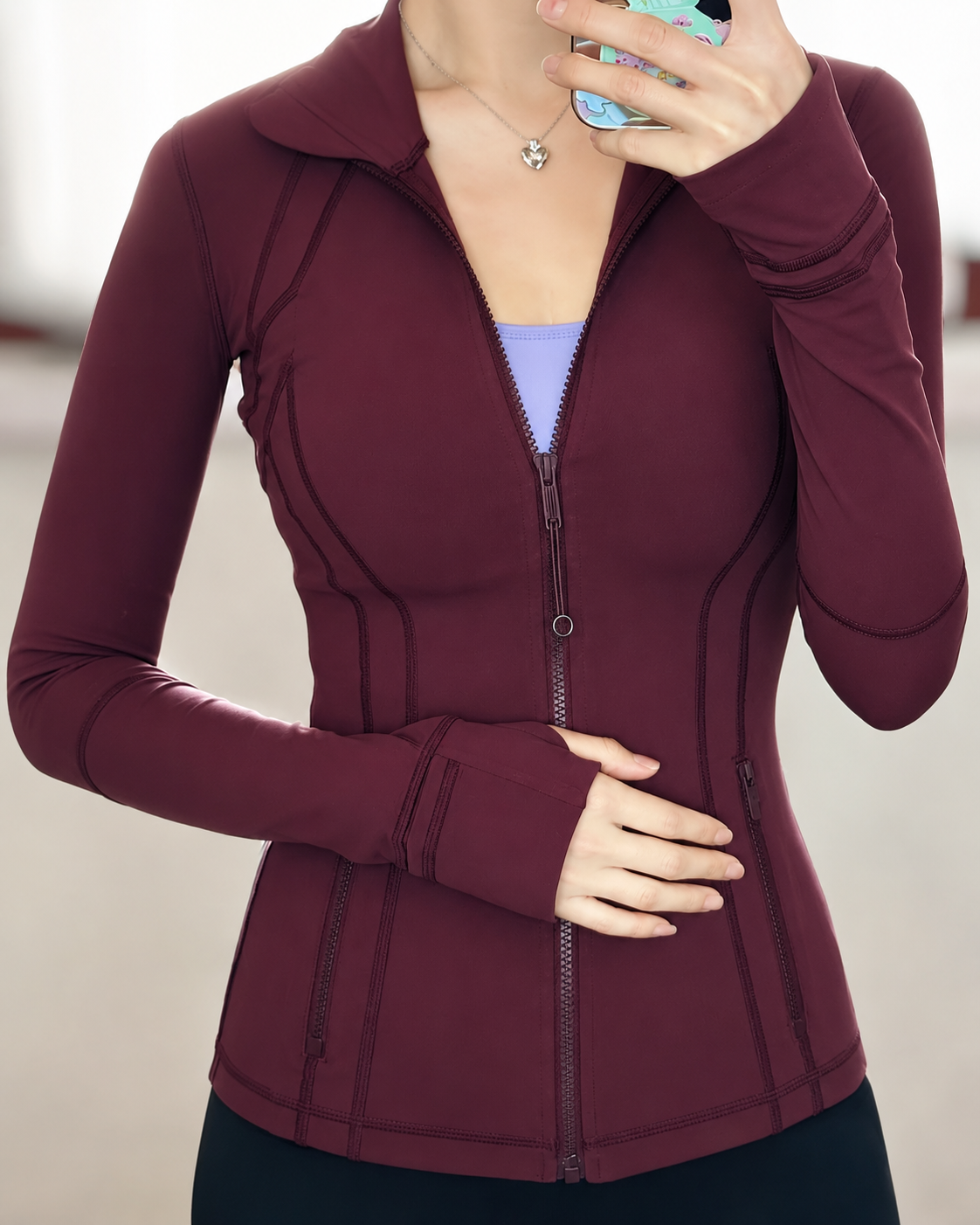 Veste de sport femme zippée à manches longues – Coupe cintrée yoga, fitness & lifestyle
