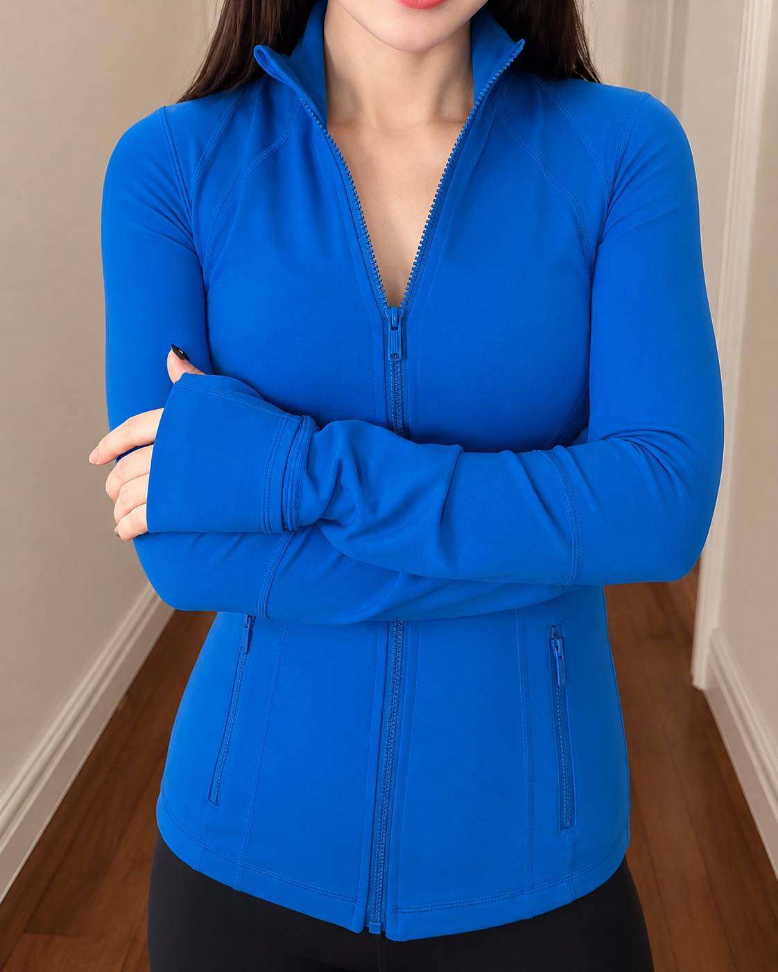 Veste de sport femme zippée à manches longues – Coupe cintrée yoga, fitness & lifestyle
